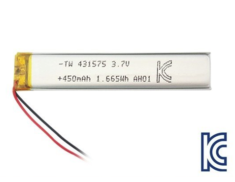 리튬폴리머 배터리 3.7V, 450mAh, KC인증