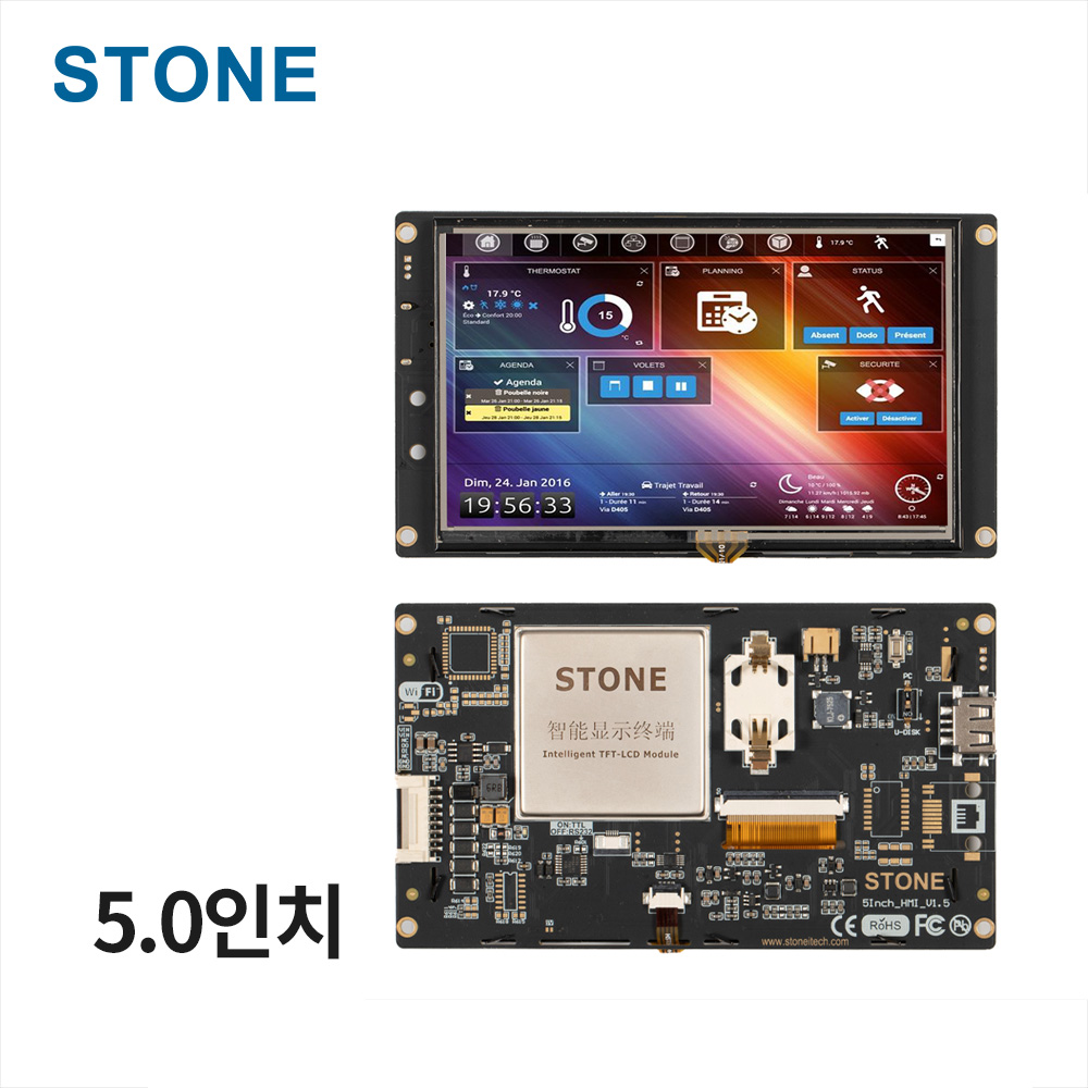 산업용 HMI LCD 디스플레이 5.0인치 800×480 감압식 터치 STWI050WT-01 Industrial Type